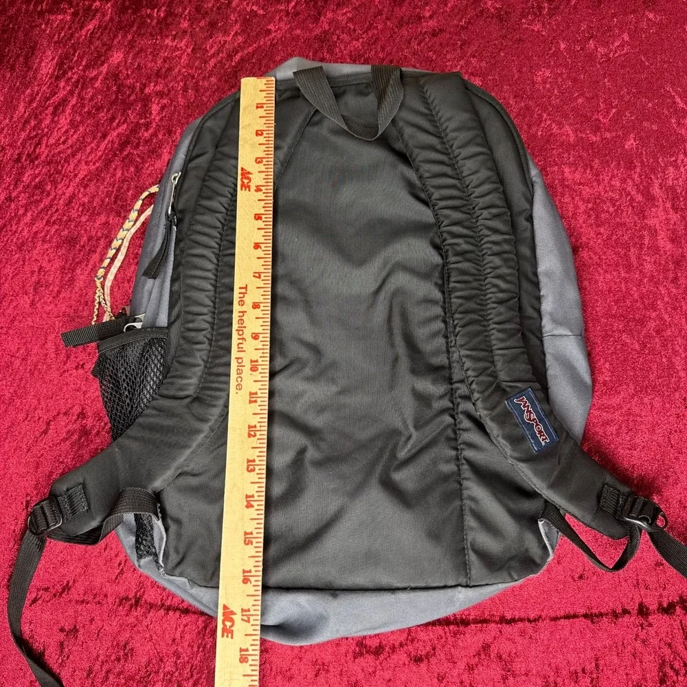 JanSport Big Student Backpack Men Gray Outer Pockets Adjustable Strap For Laptop